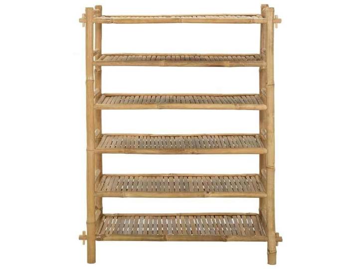 Casier à chaussures - Peu encombrant - Rack à chaussures avec étagère Naturel 6 niveaux Bambou - Assemblage requis（1475）