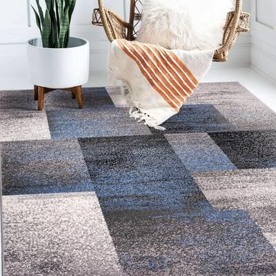 World Rug Gallery Modern Geometric Boxes Area Rug