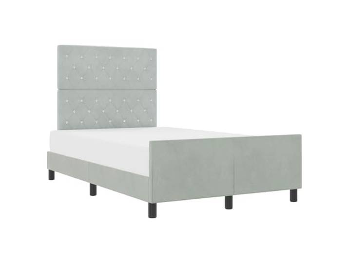 PUGYNBK Boxspringbett, Hellgrau, 120 x 200 cm, Samt Verstellbares Kopfteil, Kiefernholz, robuster Rahmen, einfache Montage