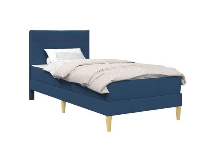 KKgypkn Modernes Bettgestell Blau 100x200 cm mit Sperrholzrahmen, Lattenrost und Schaumstoffmatratze, stabile Kunststoffbeine, pflegeleicht