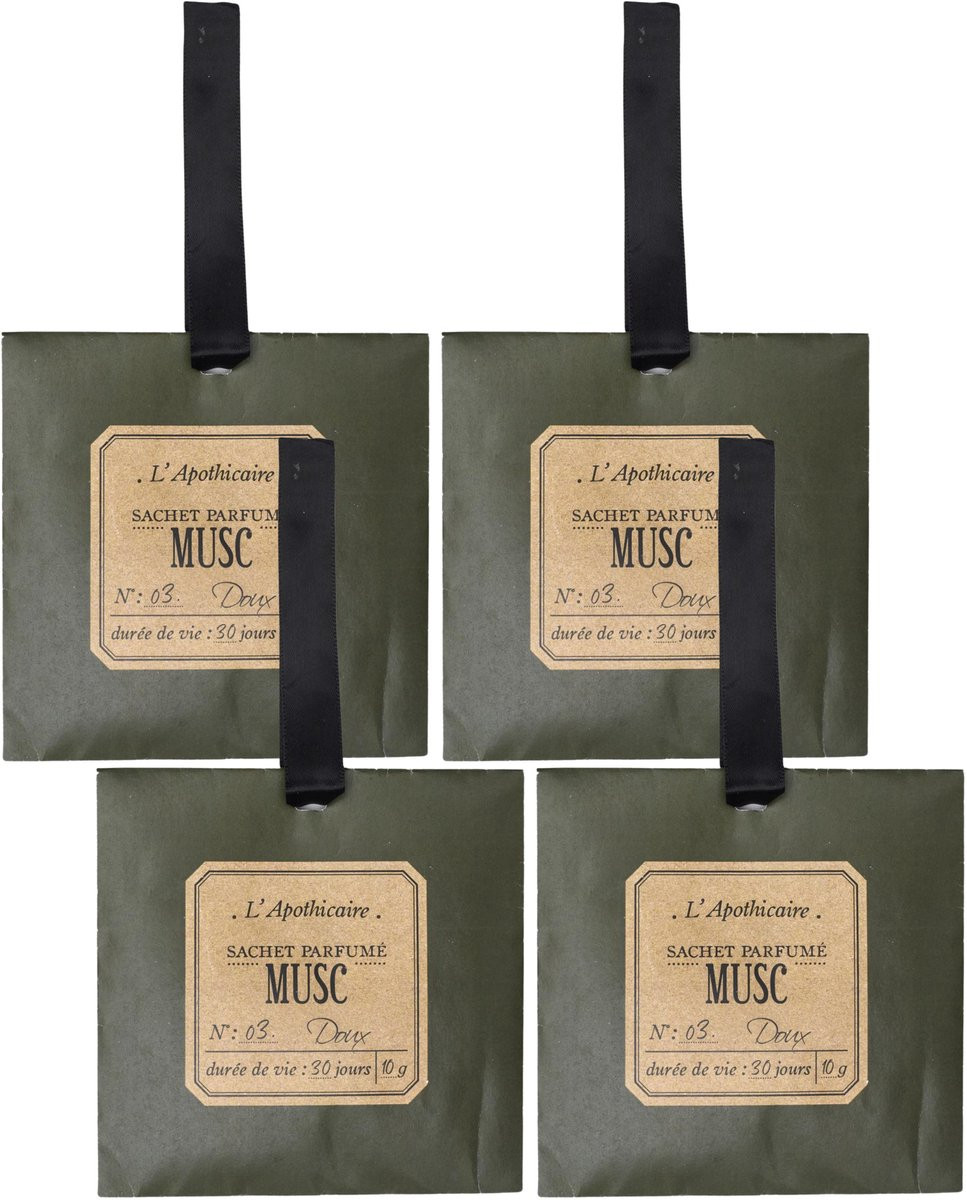 Home Deco Factory Geurzakjes Witte Muskus - 4 stuks - Voor kledingkast