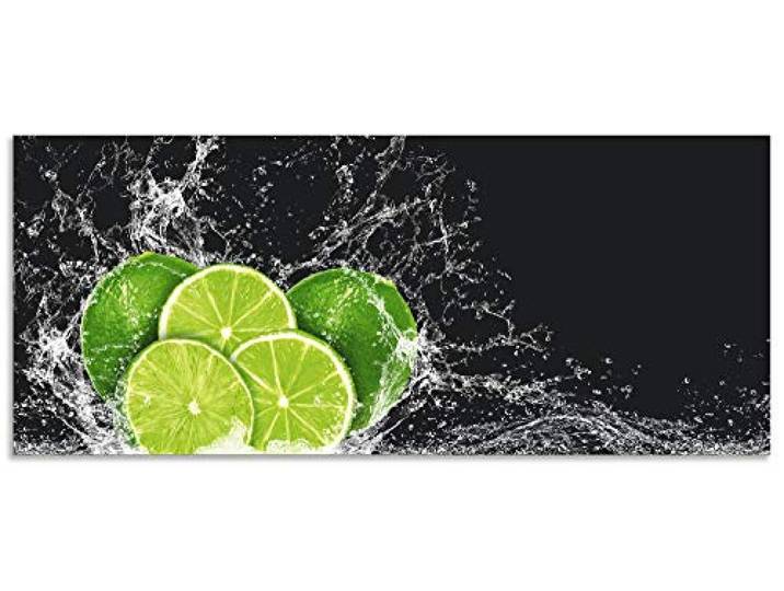 ARTland Spritzschutz Küchenrückwand aus Alu für Küche Herd Spüle 120x50 cm (BxH) mit Motiv Essen Obst Früchte Limette Eiswasser Modern Dunkel H9KL