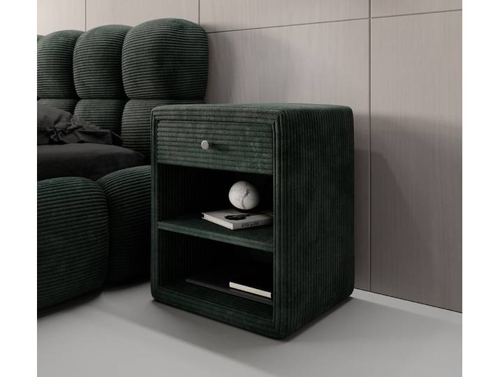 Designer Nachttisch Amy in Cord - Grün - Luxusbetten24