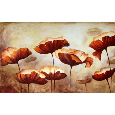 Fototapete PAPERMOON "MOHNBLUMEN-MALEREI RETRO VINTAGE BLUMEN DEKOR MUSTER", bunt, B:2,5m L:1,86m, Vlies, Tapeten