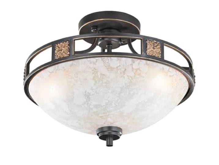 Trio Leuchten LED Deckenleuchte Quinta 608100324, Metall rostfarbig, Glas champagnerfarbig, exkl. 3x E27