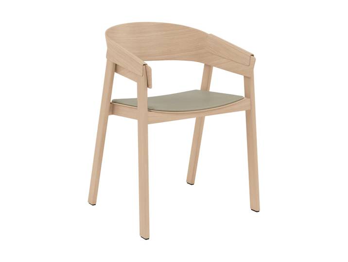 Muuto Cover Armchair chaise à accoudoirs avec assise en cuir Refine leather stone-oak
