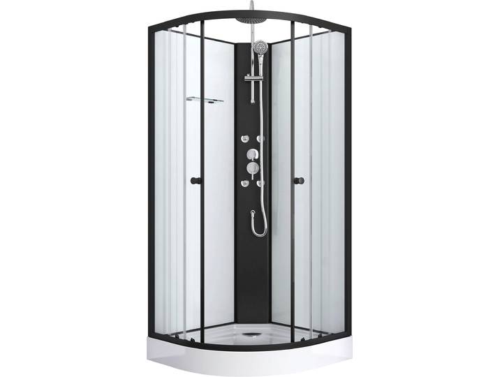 Komplettdusche SANOTECHNIK Reload , schwarz, B:90cm H:215cm T:90cm, Duschkabinen, Komplettdusche, Viertelkreisdusche, mit Massagedüsen