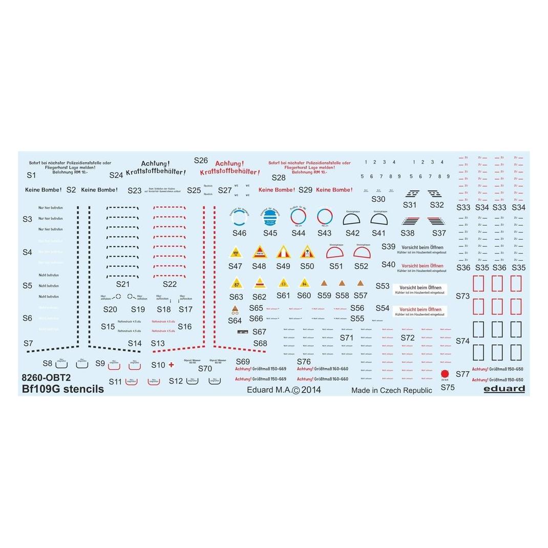 Eduard Bf 109G stencils for (D48025)