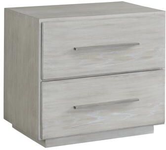 Benjara 2 Drawer Miter Front Wooden Nightstand with Bar Handles, Cotton Gray
