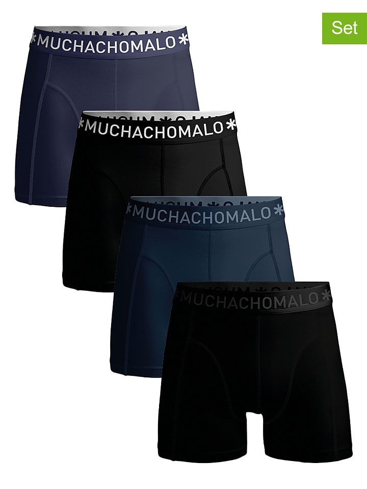 Muchachomalo 4er-Set: Boxershorts in Schwarz/ Dunkelblau - L