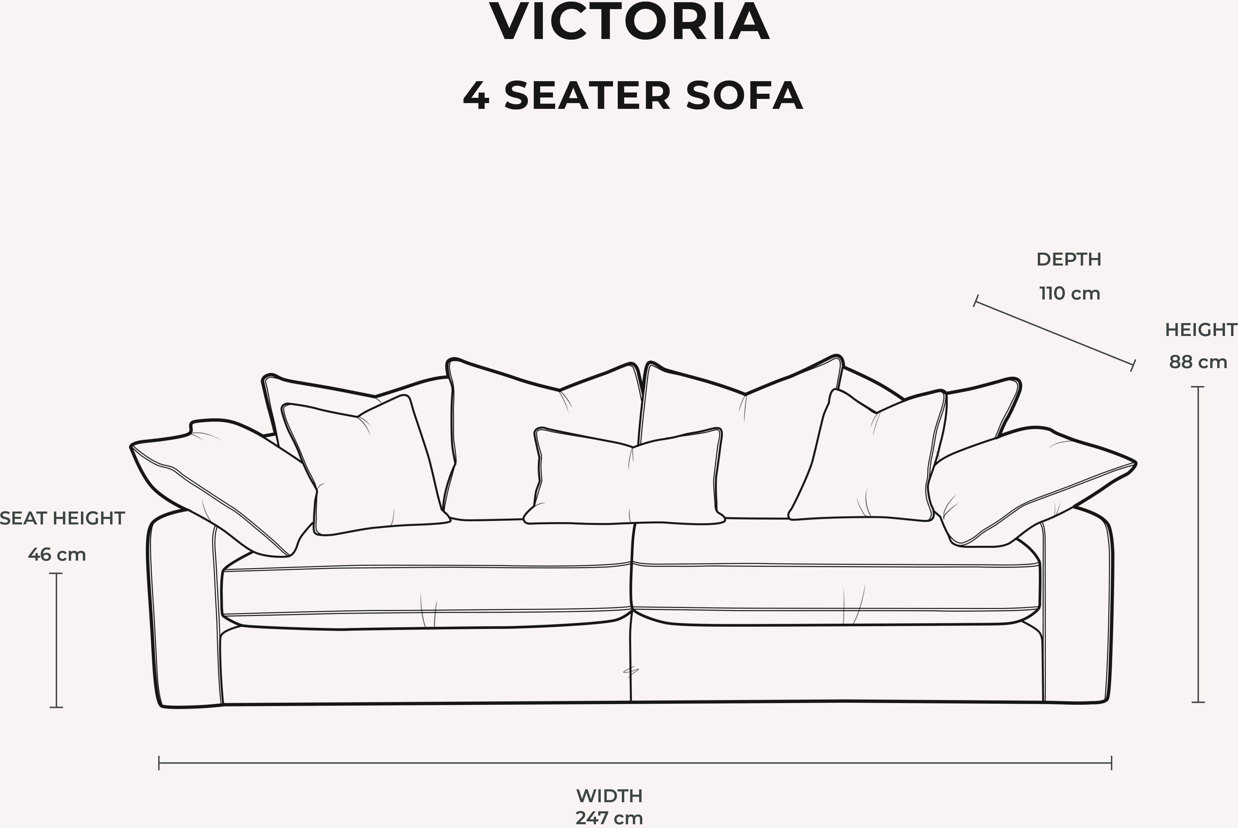 Victoria Caramel Velvet Pillow Back Sofa Range, 4 Seater Sofa