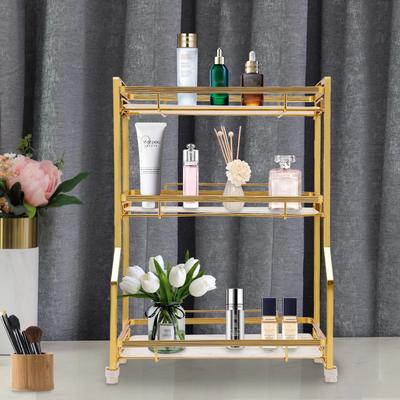 Drop Dash Deals Elegant Tier Gold Vanity Storage Rack Bathroom Countertop Organizer Shelf Elegant Tier Gold Vanity Storage Rack Bathroom Countertop Organizer Shelf
