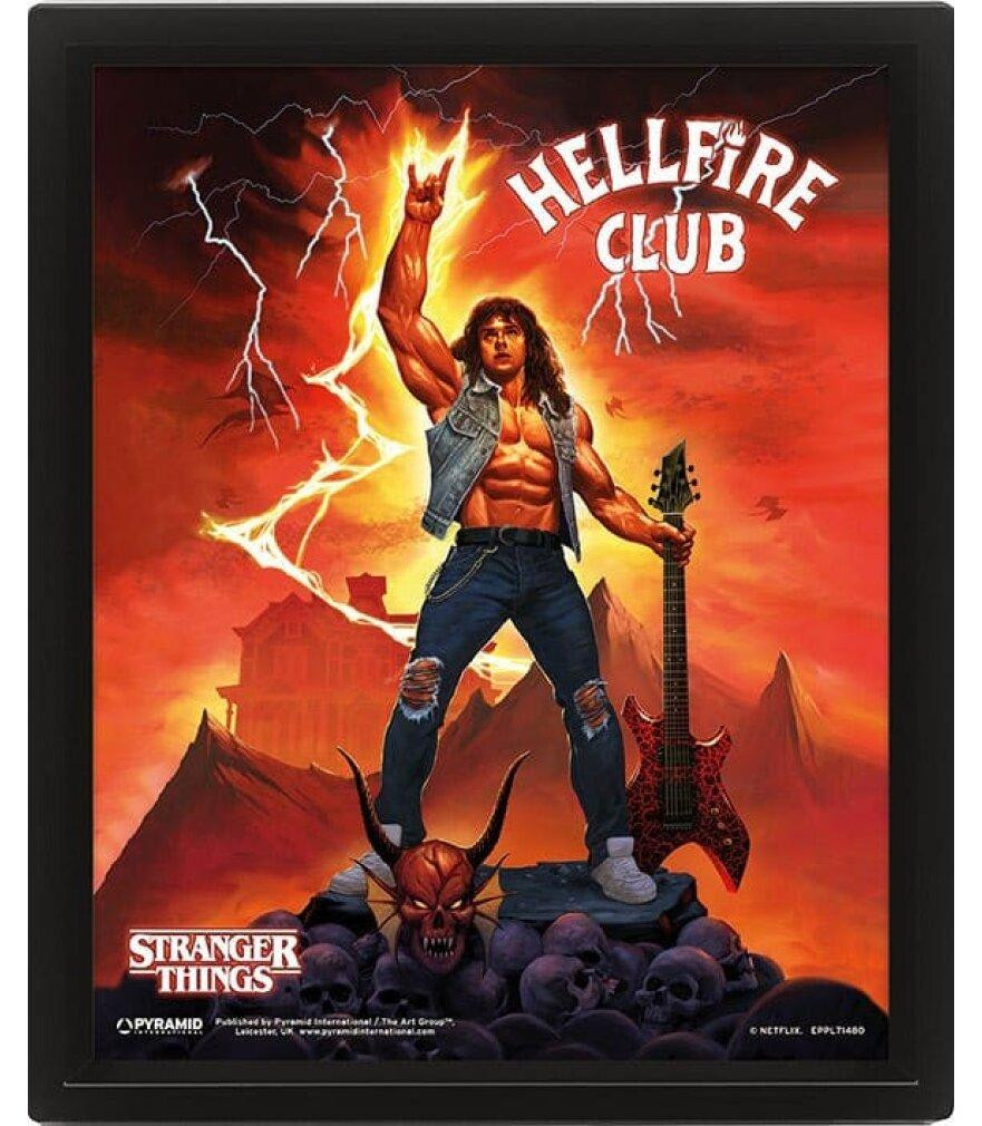 Stranger Things 4 3D-effect poster eerbetoon aan Hellfire voor volwassenen