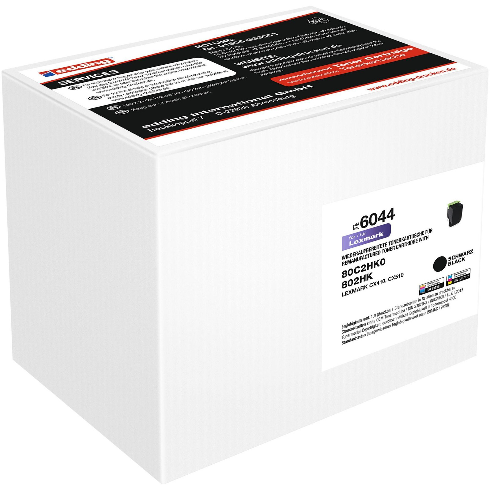 Edding EDD-6044 zwart toner compatibel met Lexmark 80C2HK0