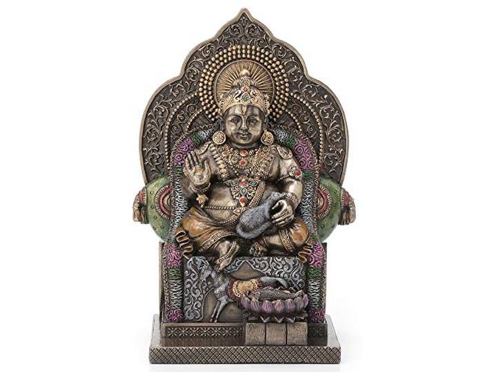Veronese Design 7.4 Inch Heer Kubera Hindoe God van Rijkdom Kuvera Kuber Kuberan Beschermer van de Wereld Antieke Bronzen Afwerking Standbeeld