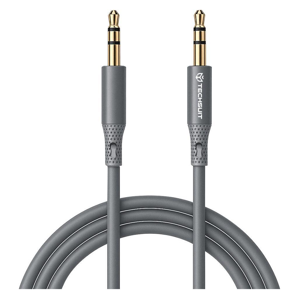 Techsuit - Premium Cable Adapter SoundFleX (AC3) - 3.5mm to Jack, Hi-Fi Quality, Silica Gel - Gray (AUX Kabel) (58569771)