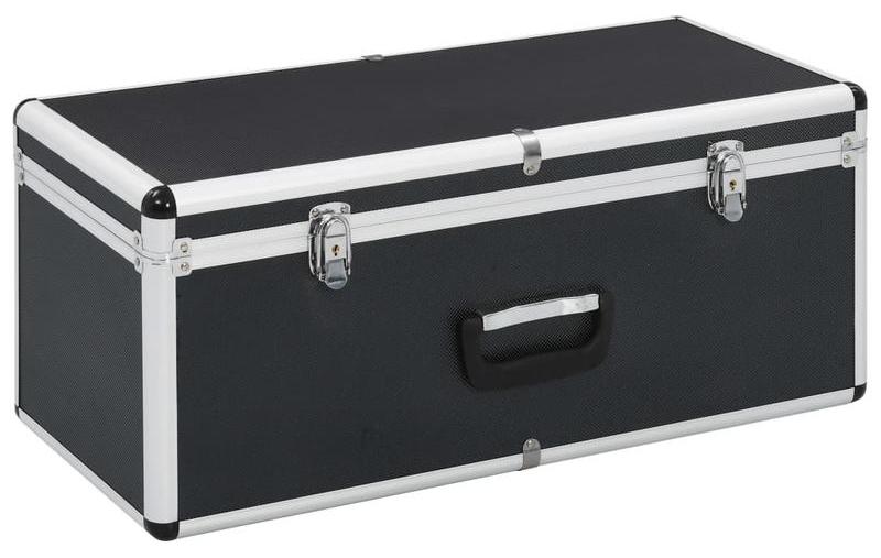 Aufbewahrungskoffer-Set bestehend aus 2 Stück, in Schwarz, aus Aluminium und Kunststoff, mit Schloss und verstärkten Ecken