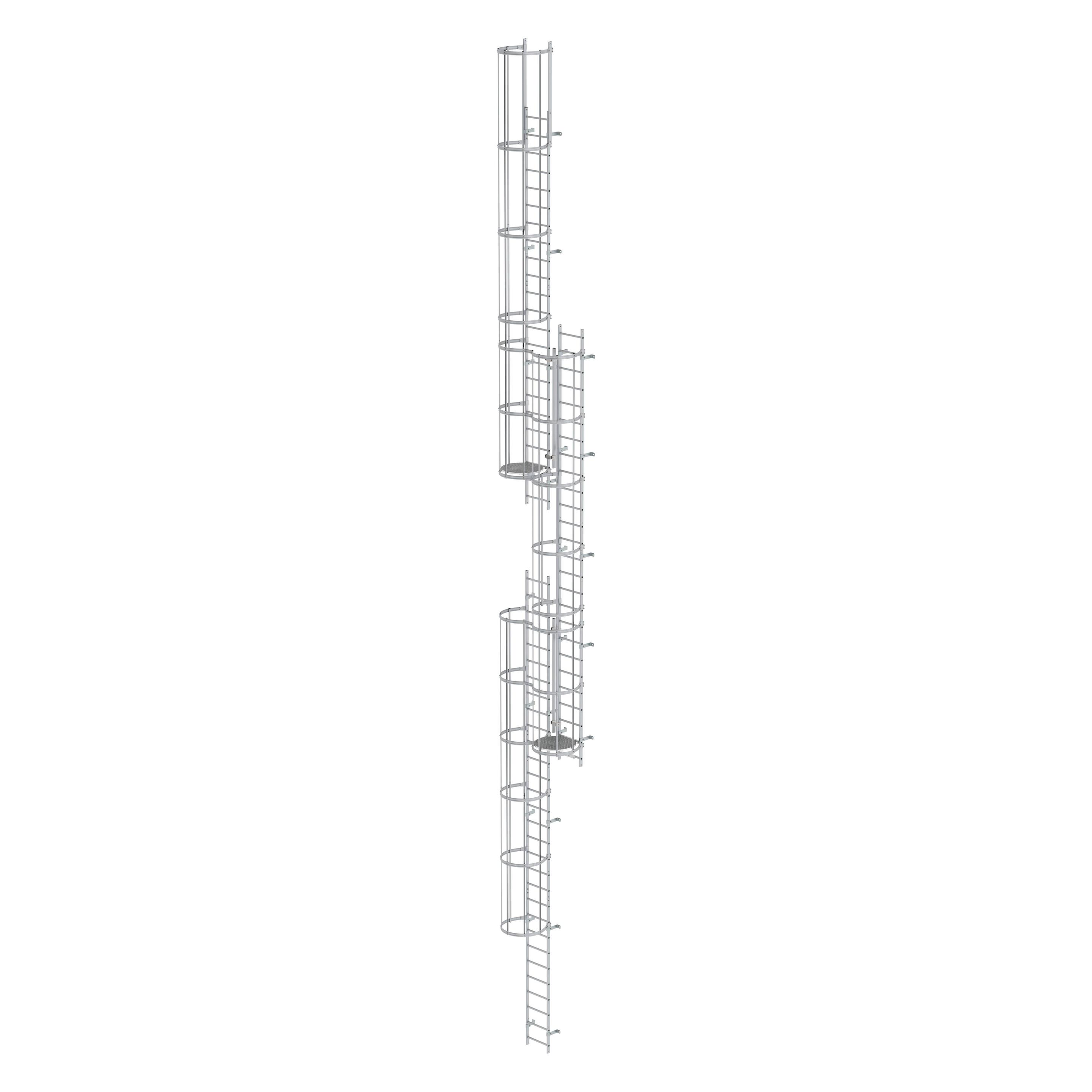 Munk Mehrzügige Steigleiter mit Rückenschutz (Maschinen) Aluminium eloxiert 17,16m (Mehrzweckleiter) (500256)