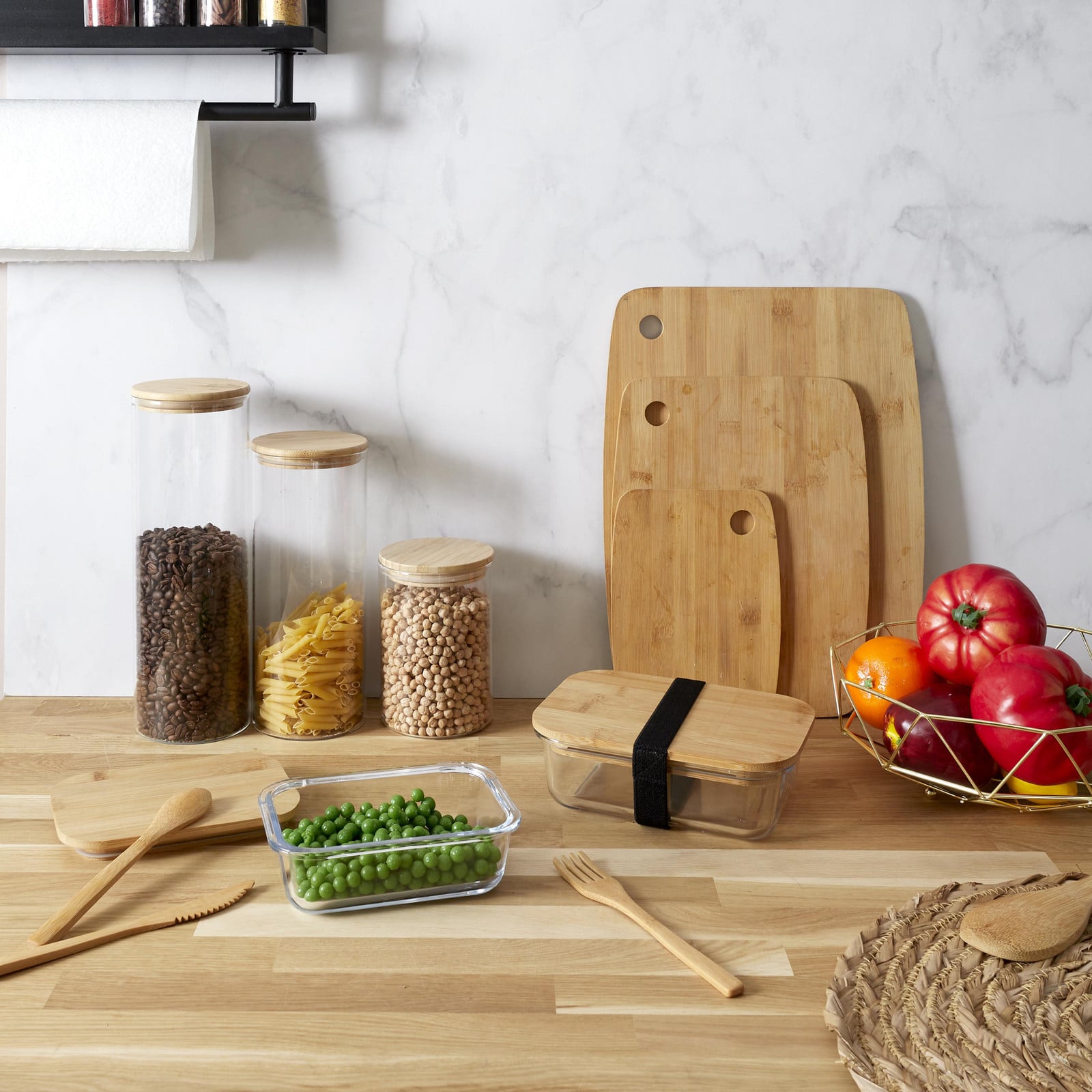 Cook Concept Glazen en bamboe containers van 1 liter