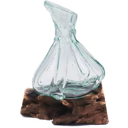 Molten Glass Fancy Mini Decanter on Wood 24cm