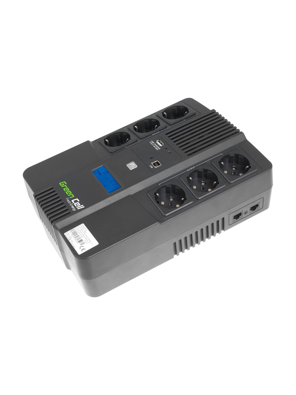 Green Cell UPS AiO UPS06 - 600VA/360W | Line-Interactive | 6x Schuko | 12V 1x7Ah