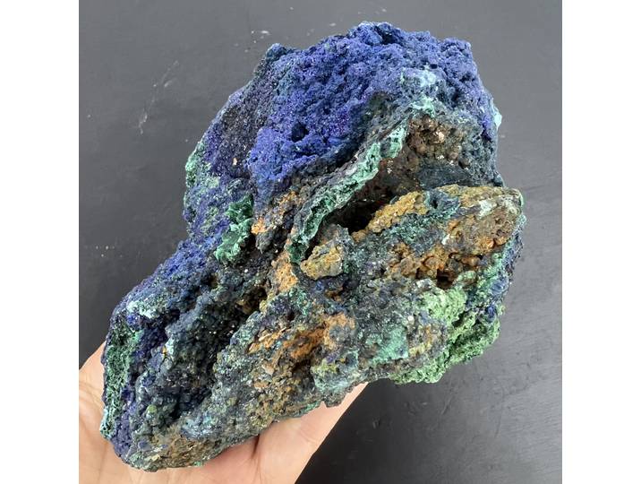 897g 13cm Azurite naturelle Malachite Géode Cristal de quartz Groupe de géodes Spécimen minéral