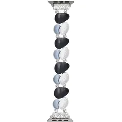 Neue Armbanduhr GlacierX Gleam Almond Stretch Bracelet Storm Cloud für Apple Watch 38/40/41mm Silber-Schwarz