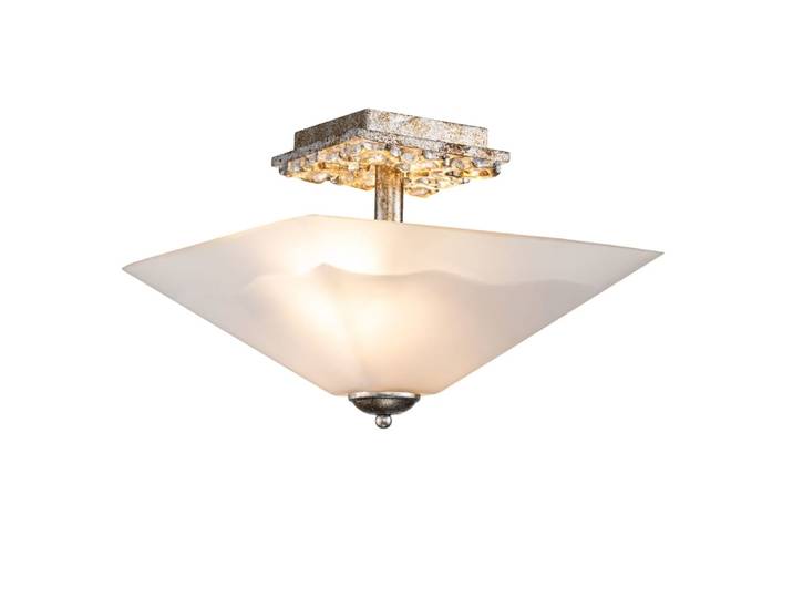 Semi-Plafonnier Acier, Résine, Verre Argent Délavé
