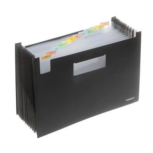 Foldersys Fächermappe 70036-30, A4, schwarz, aus Kunststoff, Boden dehnbar, 12 Fächer