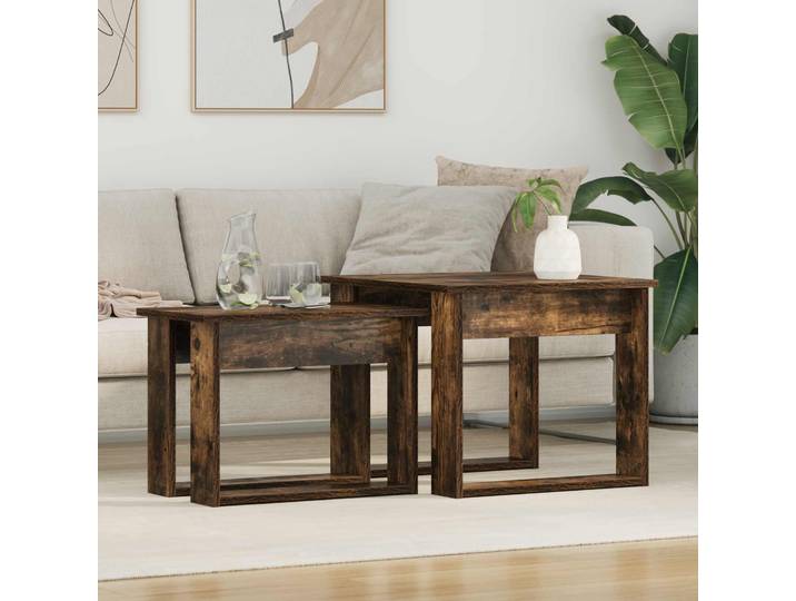 vidaXL Kaffeetisch Set 2 stk. Räuchereiche 50 x 52 x 42 cm
