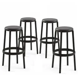 Mod. DUO Set mit 4 anthrazitfarbenen Outdoor-Hockern für Garten, Bar, Terrasse, Restaurant, Sommer und Winter