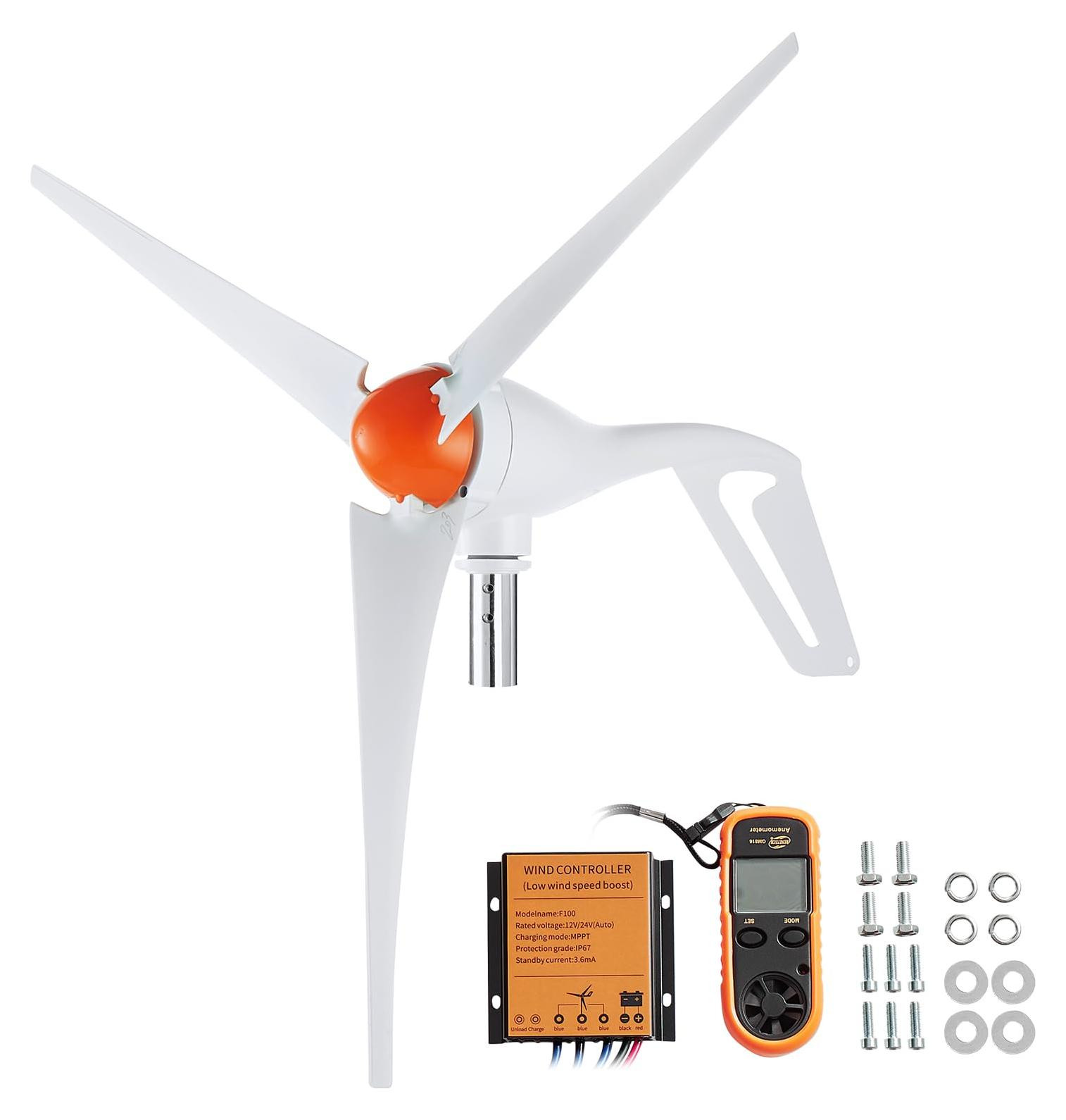 Dripio 500W Windturbine-generator 12V met 3 bladen en MPPT-regelaar