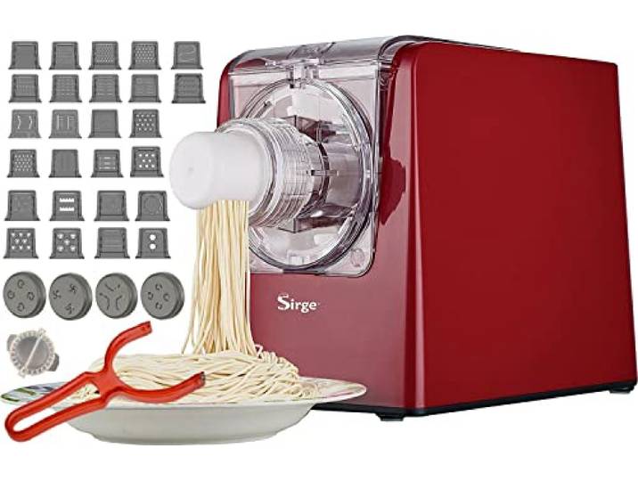 Sirge PASTAMAG30 Nudelmaschine 300 W – 30 Trafile – bis zu 900 g Teig – vertikale und horizontale Extrusion – inklusive Zubehör für Ravioli gratis