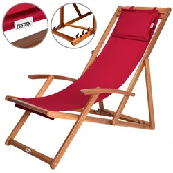 Casaria Casaria Sonnenliege Rot Akazienholz