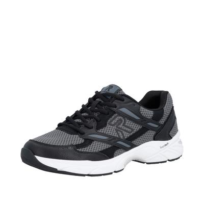 Sneaker RIEKER SPORT, Herren, Gr. 45, schwarz (schwarz, grau), Lederimitat, Textil, Schuhe Sneaker, Freizeitsneaker, Halbschuh, Ugly-Schnürer in bequemer Form