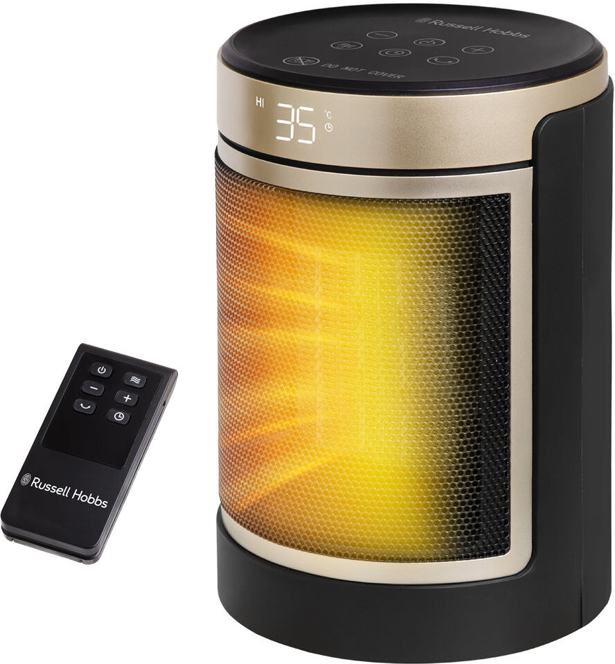 Russell Hobbs RHCH2002S 1.5kW Oscillating Ceramic Heater in Black and Silver Black/Gold 25.6cm H X 17.6cm W X 17.6cm D