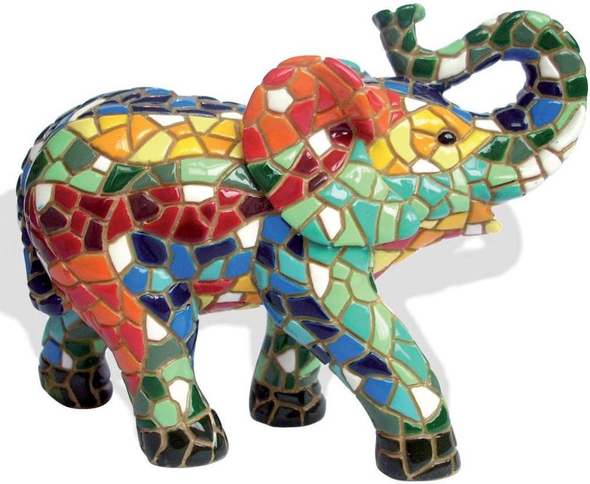 Barcino design mozaiek beeld olifant voor op tafel, 15 cm