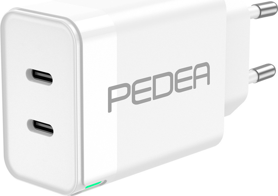 PEDEA Snelle oplader, dual, 40 Watt, USB Type C/C, wit (60040104)