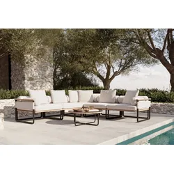 ploss Reverie Light Gartenlounge, creme/anthrazit, Alu/Polyester/Glas, 330 x 240 cm, inkl. Polster