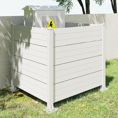 Kodotan sofa "50""W x 49""H Outdoor Privacy Screen,Air Conditioner Fence,All-Weather Vinyl Privacy Fence Screens with Aluminum Posts,3 Panels"