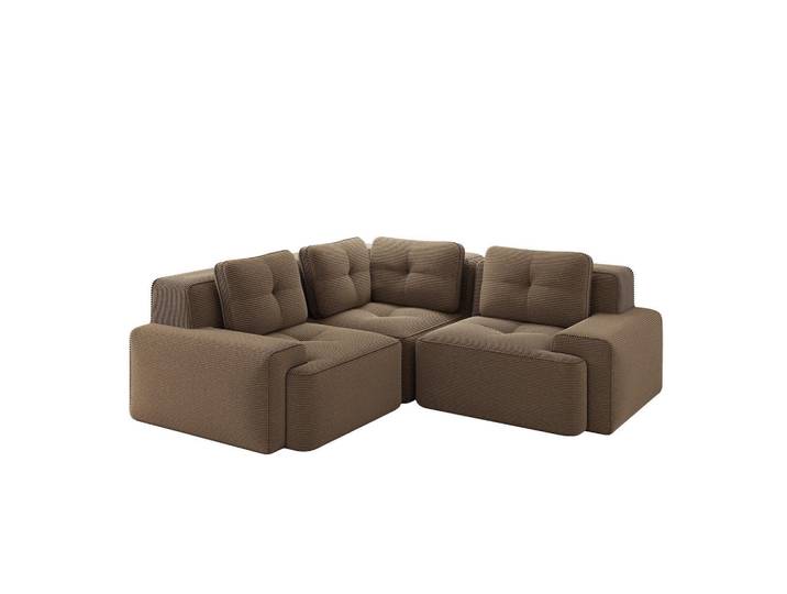 Modenvie Ecksofa aus Cord mit modularem Design und tiefem Sitz Braun, 177x104 cm, Wohnzimmer, Sofas & Couches, Wohnlandschaften, Ecksofas