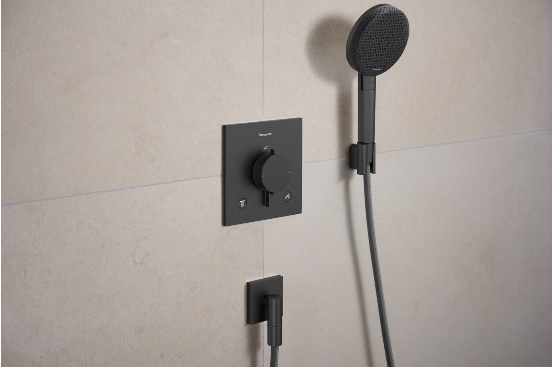 Hansgrohe Wandanschluss Fixfit Fine m Rückflussverh., E, eck., brush. bla vc (28883340)