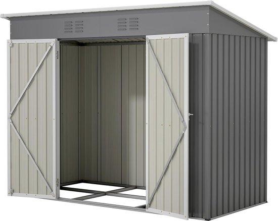 Famanu Metallgartenhaus 229x111x182 cm - Wetterbeständig, mit Metallbodenprofil - Grau