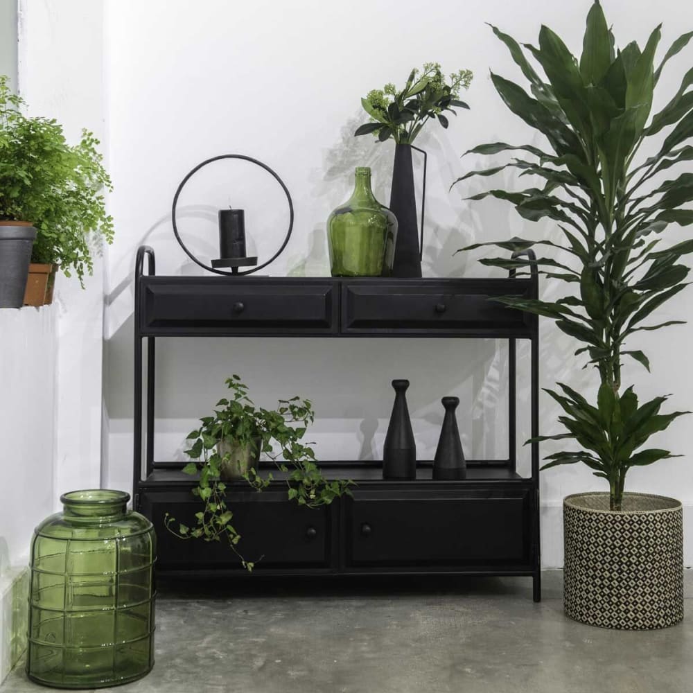 Decoclico Consola de metal negro mate con 4 cajones