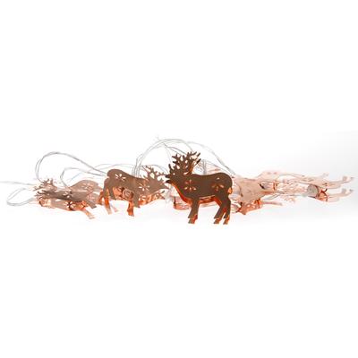 Dekoobjekt "Weihnachtsdeko", rosa (roségoldfarben), MYFLAIR MÖBEL & ACCESSOIRES, Dekofiguren, LED-Lichterkette mit Rentieren, mit 10 LEDs, Länge ca. 150 cm