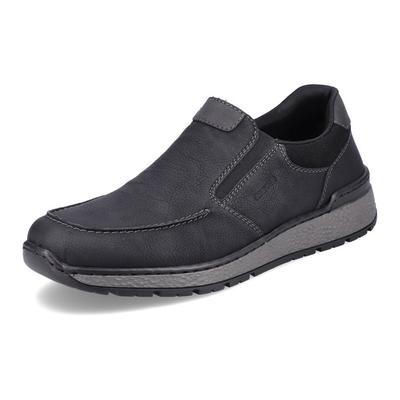 Slipper RIEKER, Herren, Gr. 43, schwarz, Lederimitat, Schuhe Slipper, mit herausnehmbarer Einlage