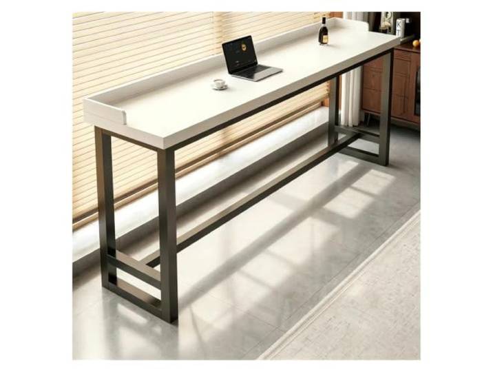 ZCXMNL Bartisch Mit Sperrkante, Esstisch In Thekenhöhe, Hoher Pub-Tisch, Massivholzplatte for Küche, Essbereich, Balkon, Café-Shop(White,L180xW30xH105cm)