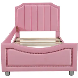 Merax Polsterbett 90*200cm Schlafsofa Bettgestell Flanell mit Rückenlehne Armlehne Gästebett Rosa
