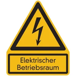 Warnschild, Kombischild, Elektrischer Betriebsraum - 200x237x0.45 mm Aluminium geprägt