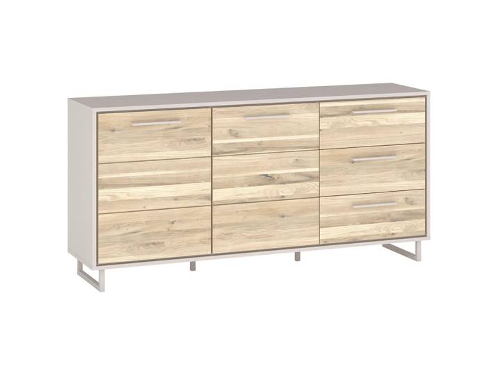 Livetastic Kommode Kaunas, Kaschmir, Eiche Bianco, Metall, Eiche,Eiche,Eiche,Eiche, massiv, 2 Fächer, 3 Schublade(n) Schubladen, 163x79x40 cm, Typenauswahl, Beimöbel erhältlich, Holzmöbel, Kleinmöbel Holz, Holzkommoden